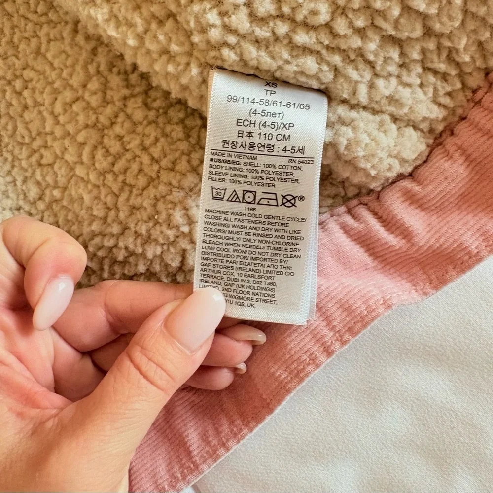 GAP Girls Pink Corduroy Sherpa Collar Jean Jacket